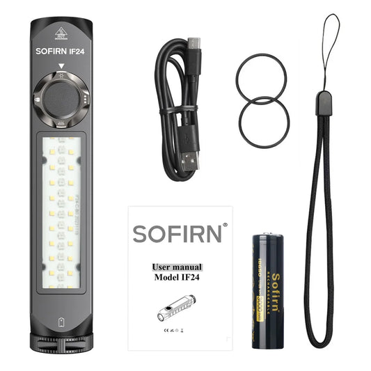 Clearance SOFIRN IF24 RGB Powerful 2000Lm Flashlight 18650 Rechargeable Rotary Switch Torch with Magnetic Tailcap for Outdoor