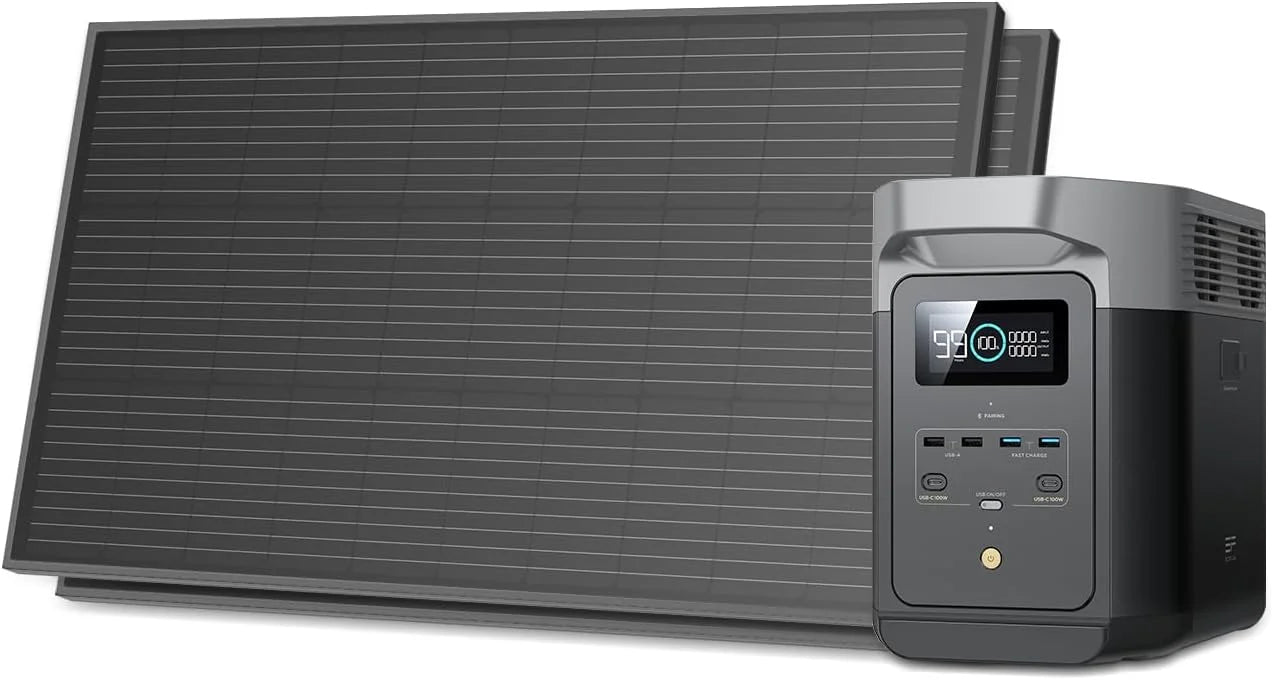 ECOFLOW Solar Generator DELTA 3 Classical Dark 1000, 1024Wh LiFePO4 Battery Portable Power Station, 1800W AC/100W USB-