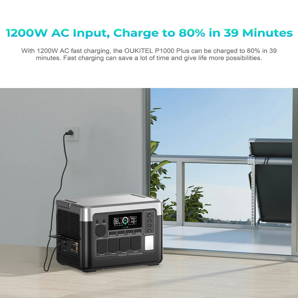 Ouikitel P1000 Plus Portable Power Station With Lifepo4 Battery