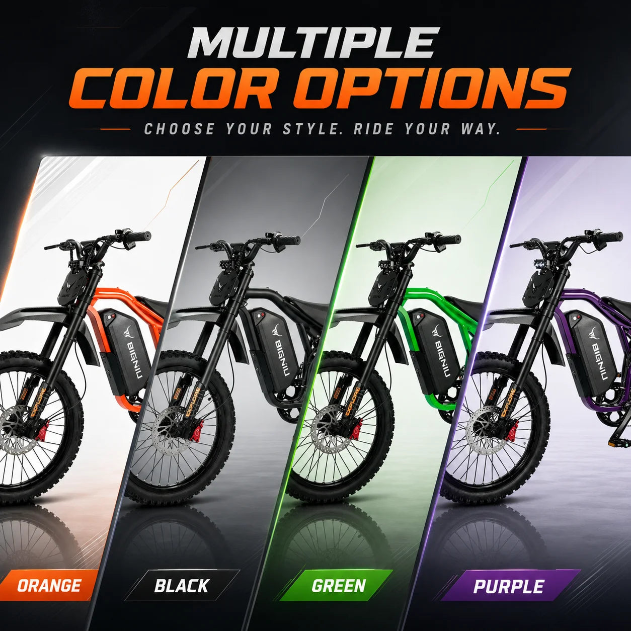 BIGNIU BG-S Pro 3000W Electric Bike for Adults, 40+MPH Fat Tire E-Bike with Full Suspension & Hydraulic Brakes