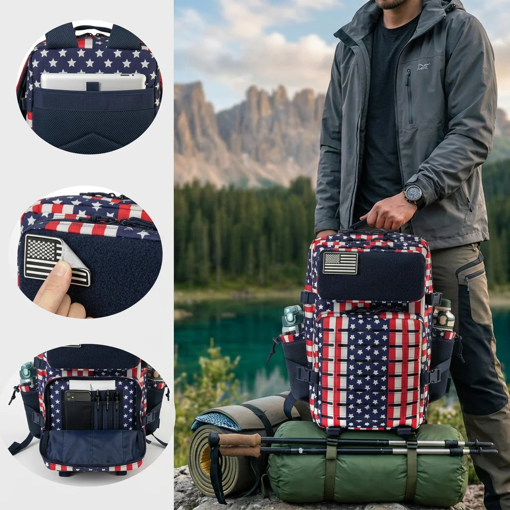 45L Large Capacity Hunting Backpack For Men With MOLLE Webbing System Dual Cup Holders Outdoor Survival Hiking Camping Rucksack For Wilderness Trip Travel Daily Work Commute Outdoor Camping Activities Gear Storage Backpack