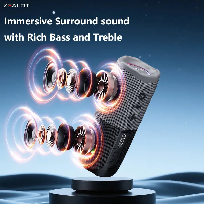 Zealot M5 Portable Magnetic Bluetooth Speaker With Stereo Audio