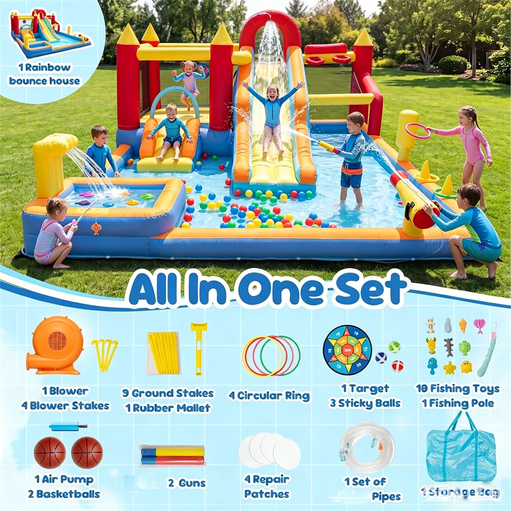 Kids Jump And Slide Inflatable Bouncer With Heavy Duty Blower