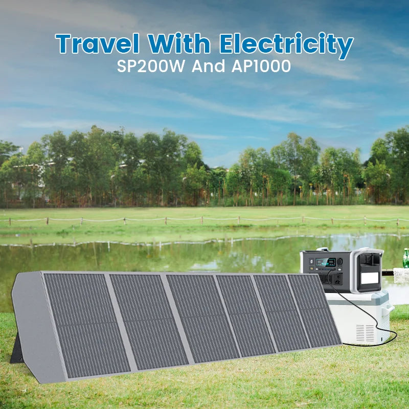 200W 18V Portable Solar Panel with PD Box QC3.0，Type-C，MC4 Output Camping Foldable MPPT Monocrystalline 100W Solar Charger