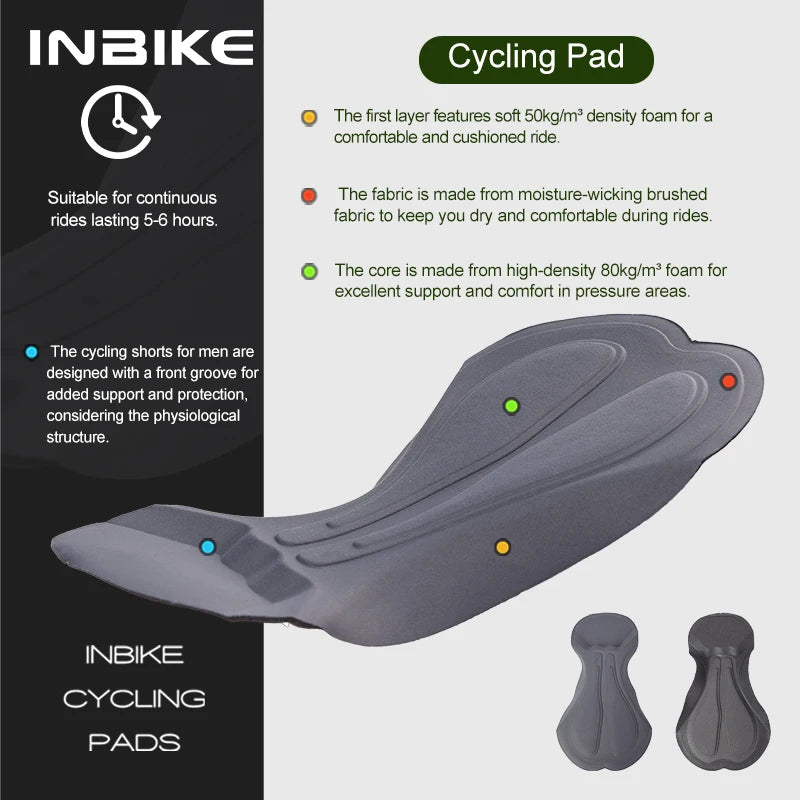 INBIKE Men‘s Winter Thermal Fleece Cycling Bib Tights 3D Padded Windproof MTB Bike Tights Road Bike Leggings Cold Weather Gear
