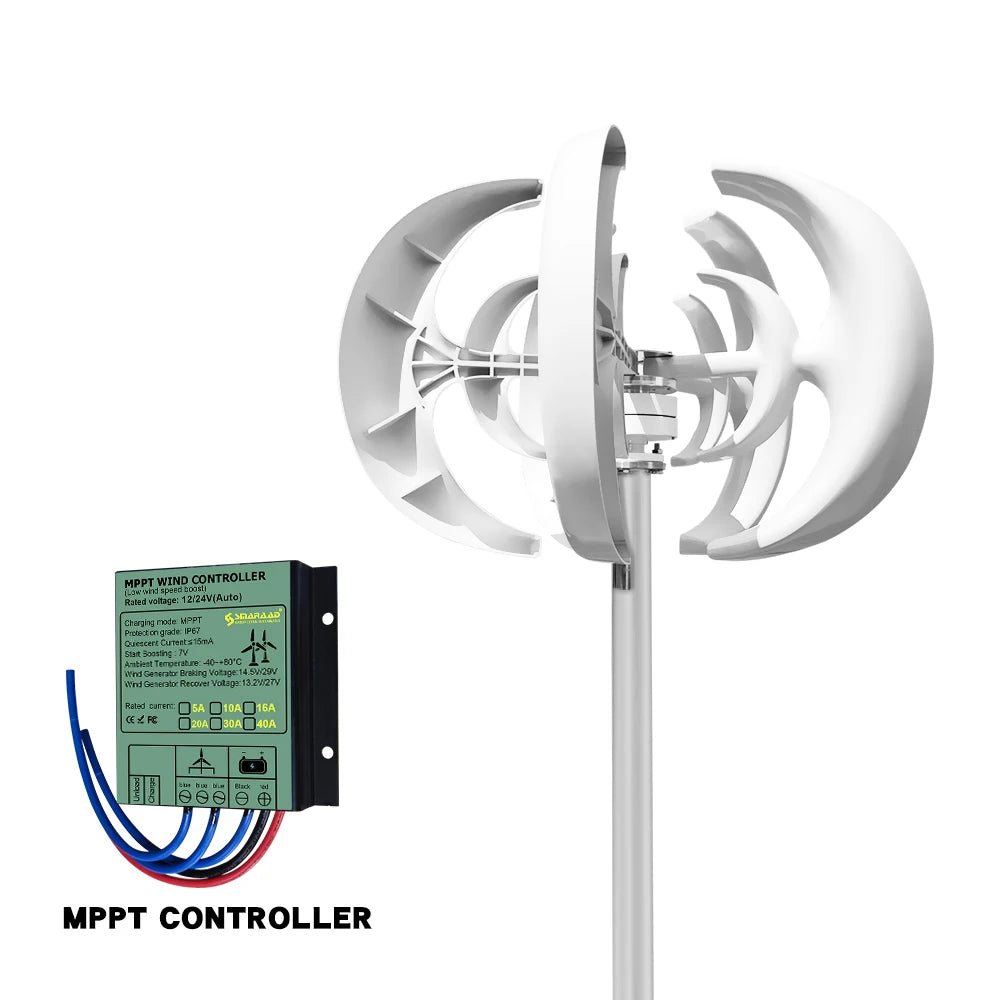 5000W 48V Vertical Axis Wind Turbine Windmill Energy Charging Home Camping With Solar Lithium Battery System