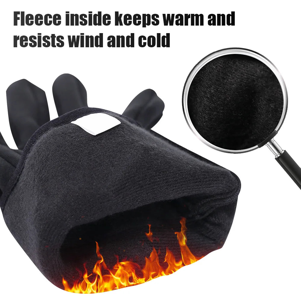SAVIOR Winter Thermal Heated Gloves For Adult Rechargeable Battery Goatskin Leather Wind Waterproof Warm Hand Ski Gloves 3 Gears