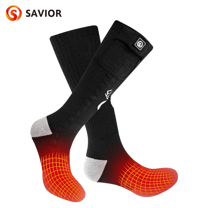 Savior Heat Battery Electric Heated Socks For Men Winter Warm Outdoor Sports Rechargeable Thermal Socks Foot Women For Cycling