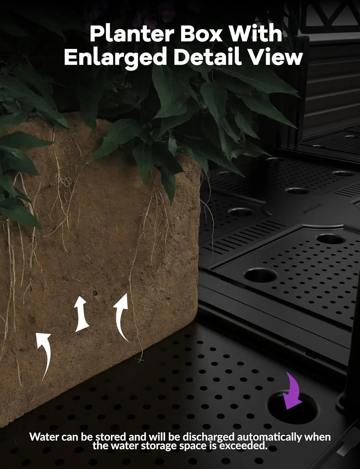 TWISTER.CK Self Watering Planter Box With Integrated Garden Trellis