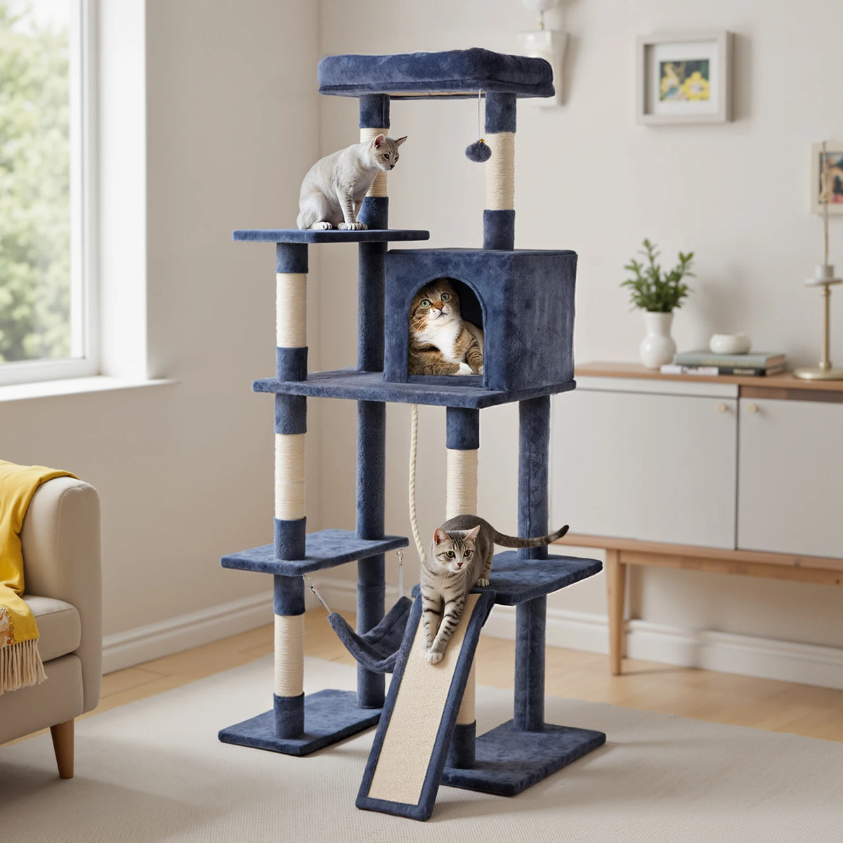 JHK Multi Level Cat Tree With Durable Sisal Scratching Posts