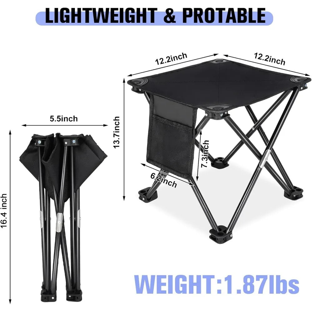 2 Pack Foldable Camping Stool Portable Outdoor Chair for Fishing BBQ Hiking Garden Travel with Carry Bag