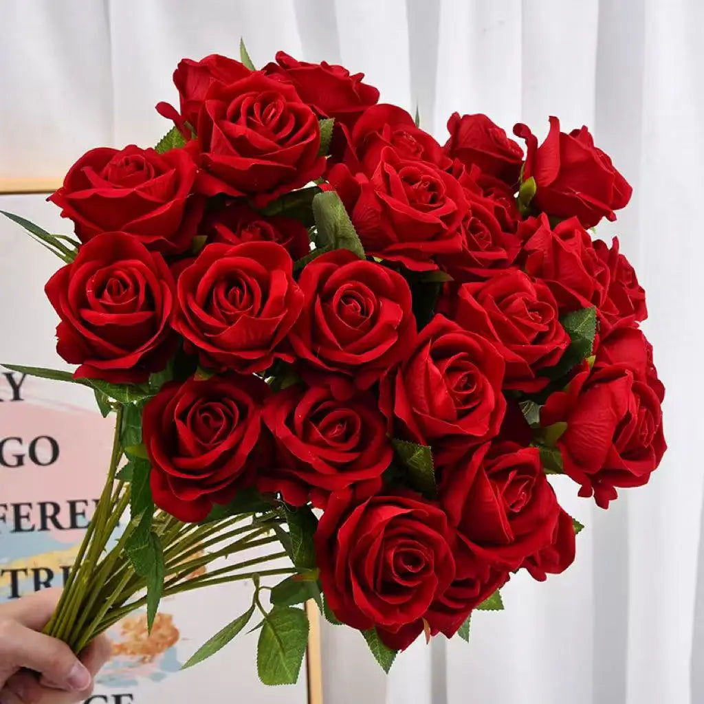 Artificial Rose Flowers Bouquet Branches For Wedding And Home Decor