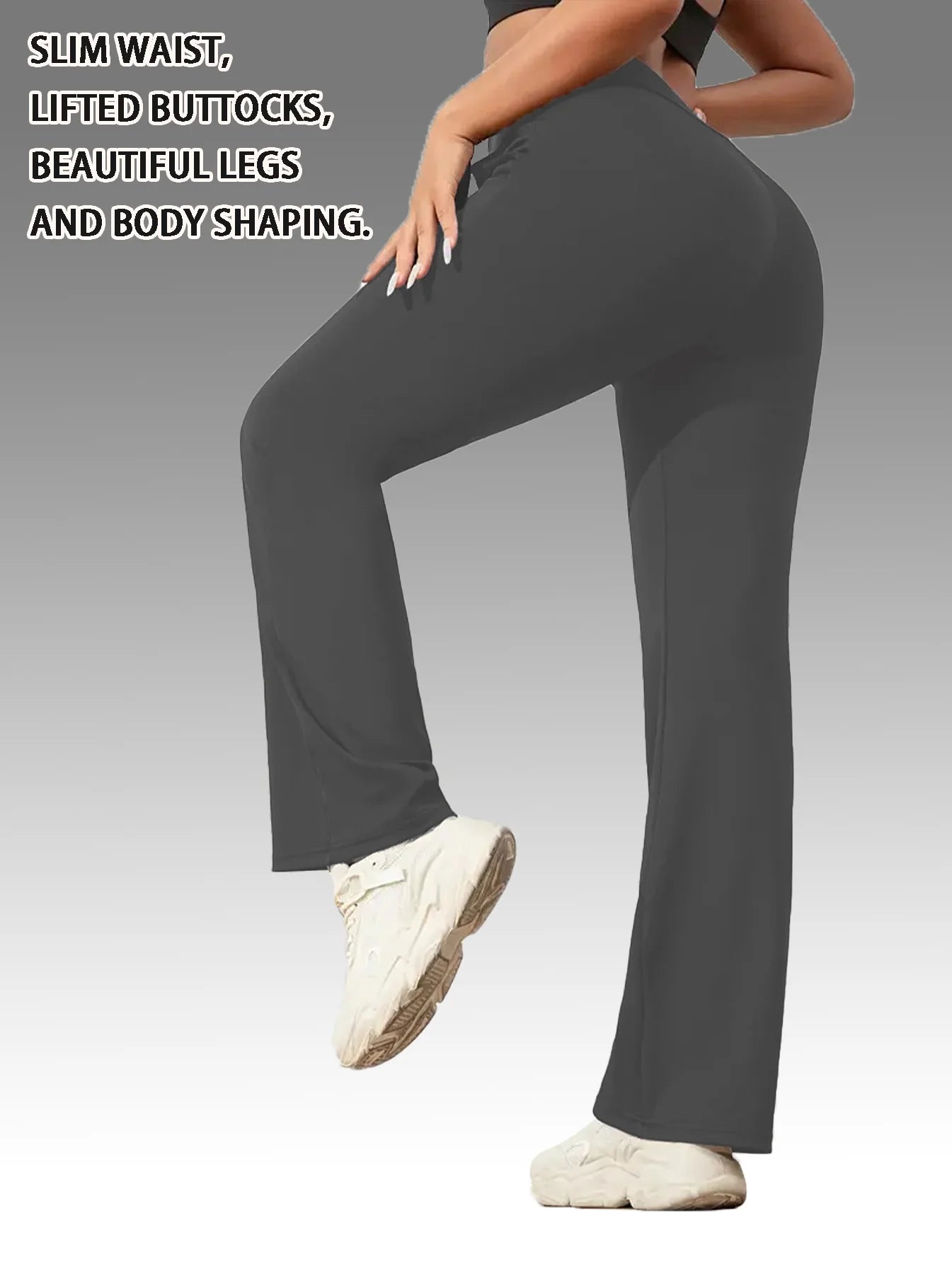 【 3-piece set 】 Popular flared pants for women, slim sports yoga pants with hip lifting, pocket style tri color combination se