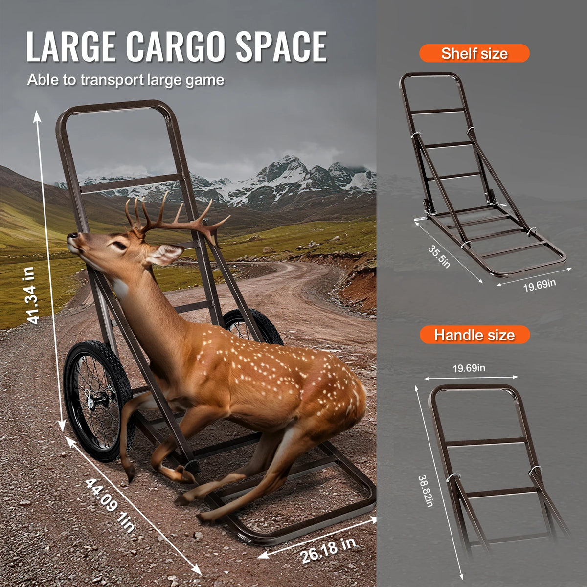 SucceBuy Deer Cart 300 LBS Capacity Folding Game Cart HeavyDuty Game Cart Accessories Utility Gear Dolly for Hunting Fishing