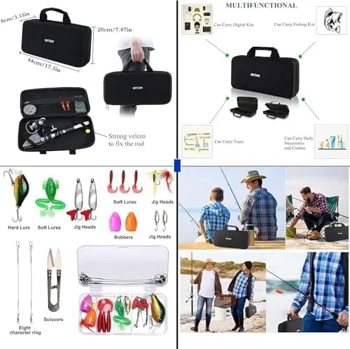 YTYIN Portable Carbon Fiber Spinning Fishing Rod With Lures