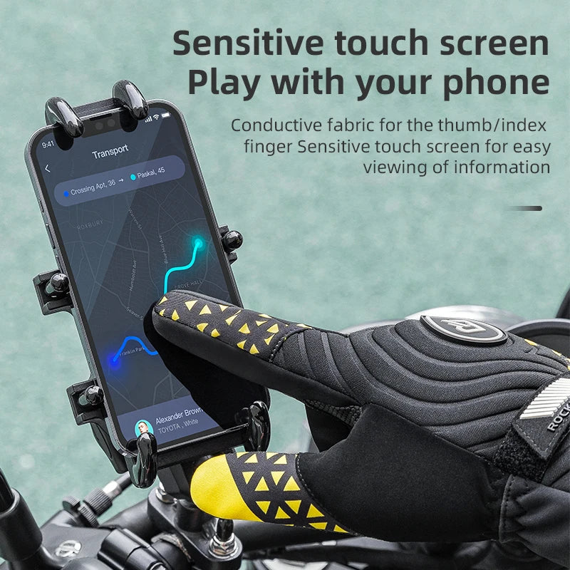 ROCKBROS Winter Bike Gloves Touchscreen Windproof Thermal Shockproof Cycling Gloves