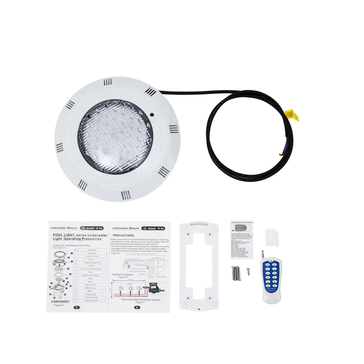 AC 12V 45W RGB LED Swimming Spa Pool Light Underwater Lamp Decor IP68 Waterproof with Remote Control 11 Changing Modes