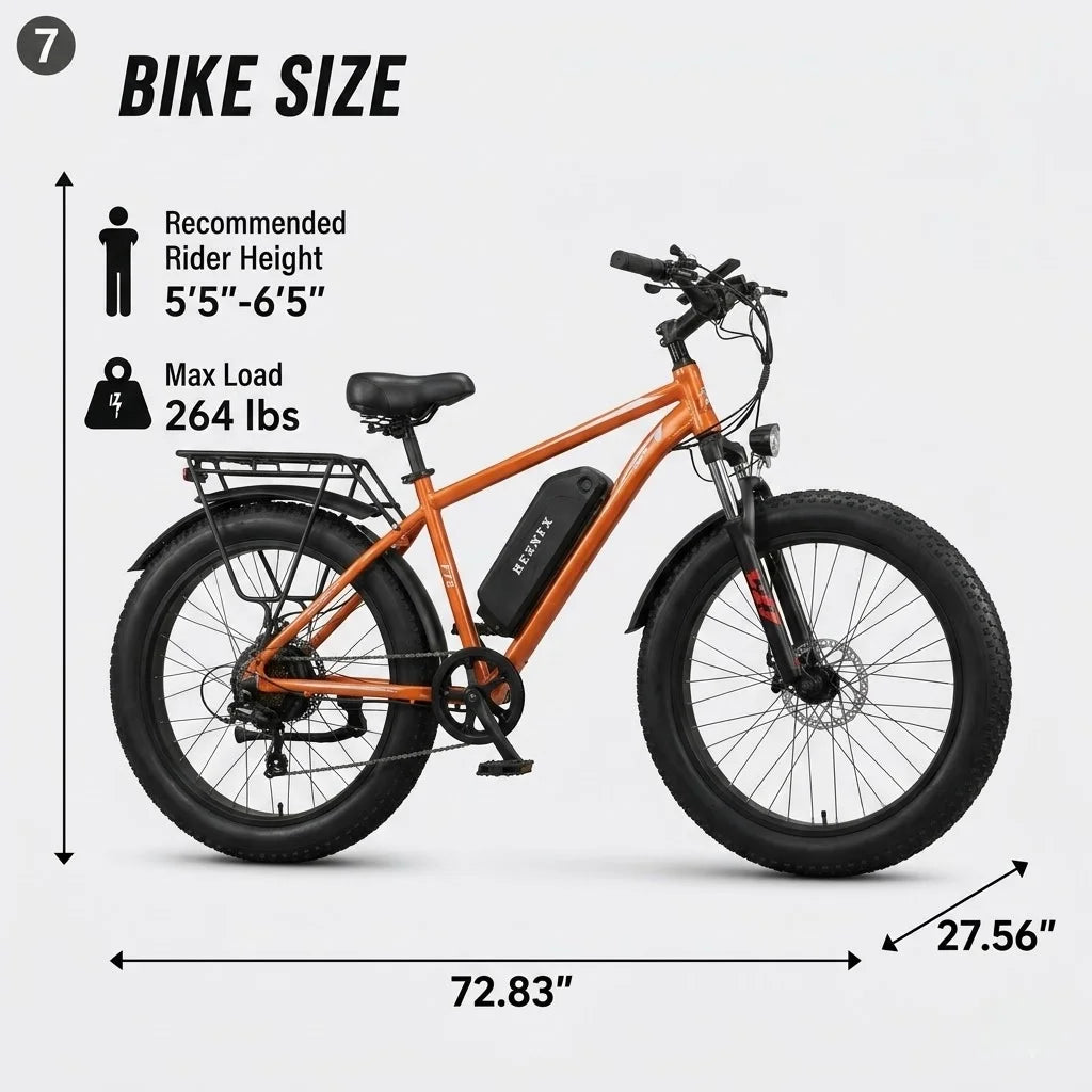 Adult Electric Bicycle, 26-inch Tires, 1000W Motor, 48V 15AH Battery, Maximum Speed 28.6mp/h.