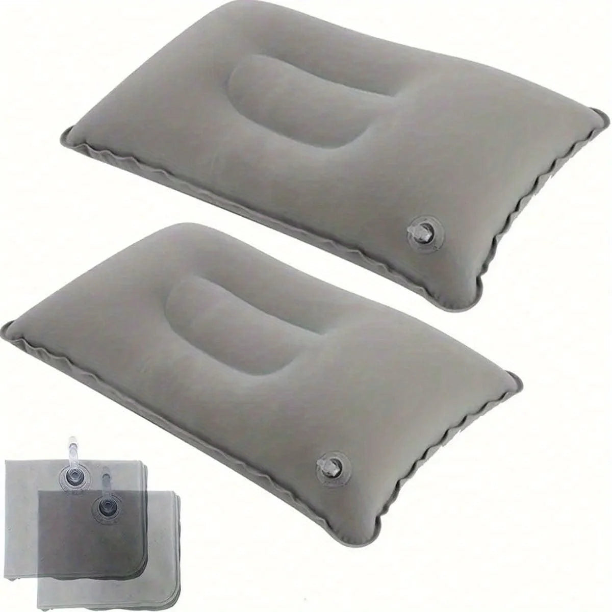 2pc Inflatable Pillow for Office Car Camping Hiking Supports Neck Lumbar