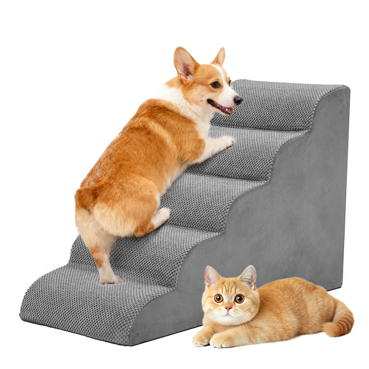 Curved Foam Dog Stairs Ramp for Small Dogs Indoor Steps