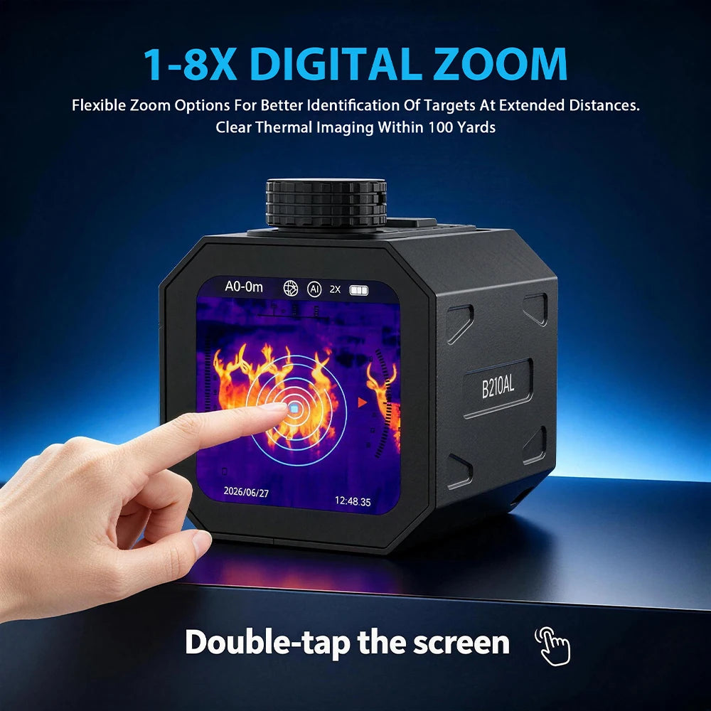 Touchscreen Thermal Imaging Sight 14.2MM Lenses Infrared Tactical Night Vision Device 256*192 Multispectral Fusion Hunting Scope