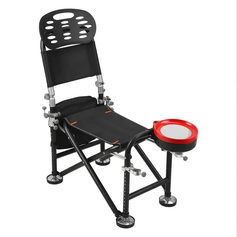 Folding Fishing Deck Chair Iron Recliner 13 Gear Rise Fall 21cm Adjustment Fishing Chair with Backrest Rod Holder Fisherman Gift