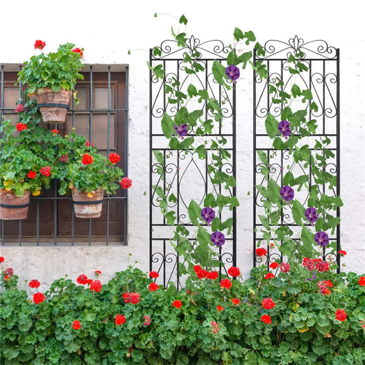 Large Tall Metal Garden Trellis, Plant Climbing Aid, Lattice Antirust Border, Outdoor Yard, 2Pcs