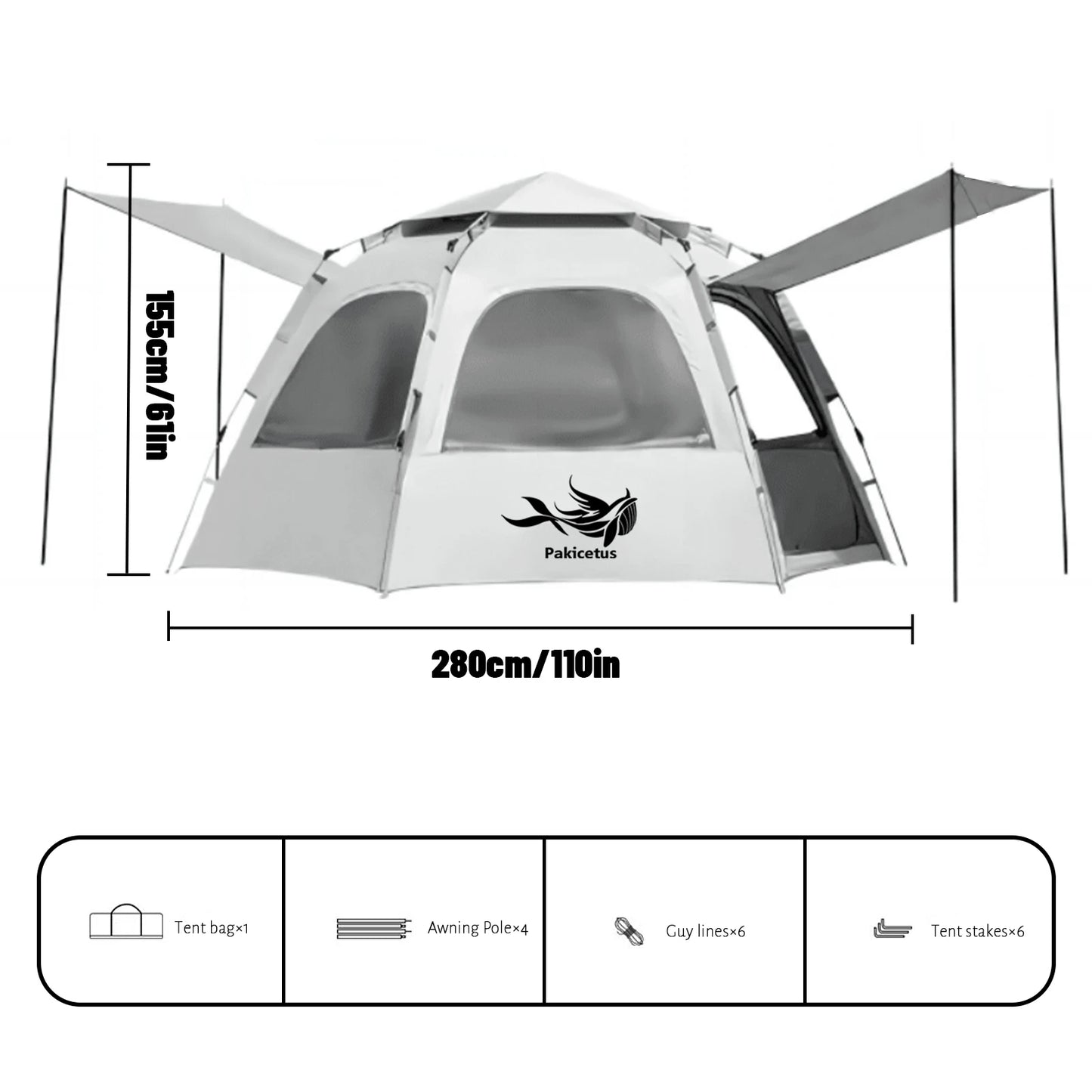 Pakicetus Hexagonal Quick Set Camping Tent With Ventilation