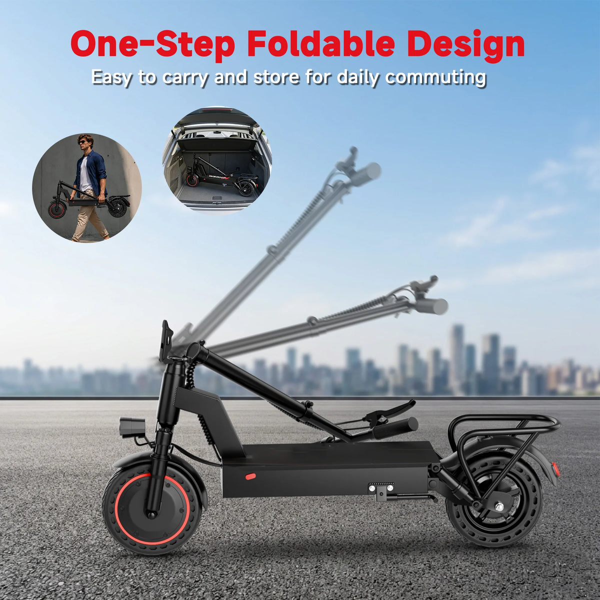 Aovopro 500W Foldable Adult Electric Bike with Solid Tires