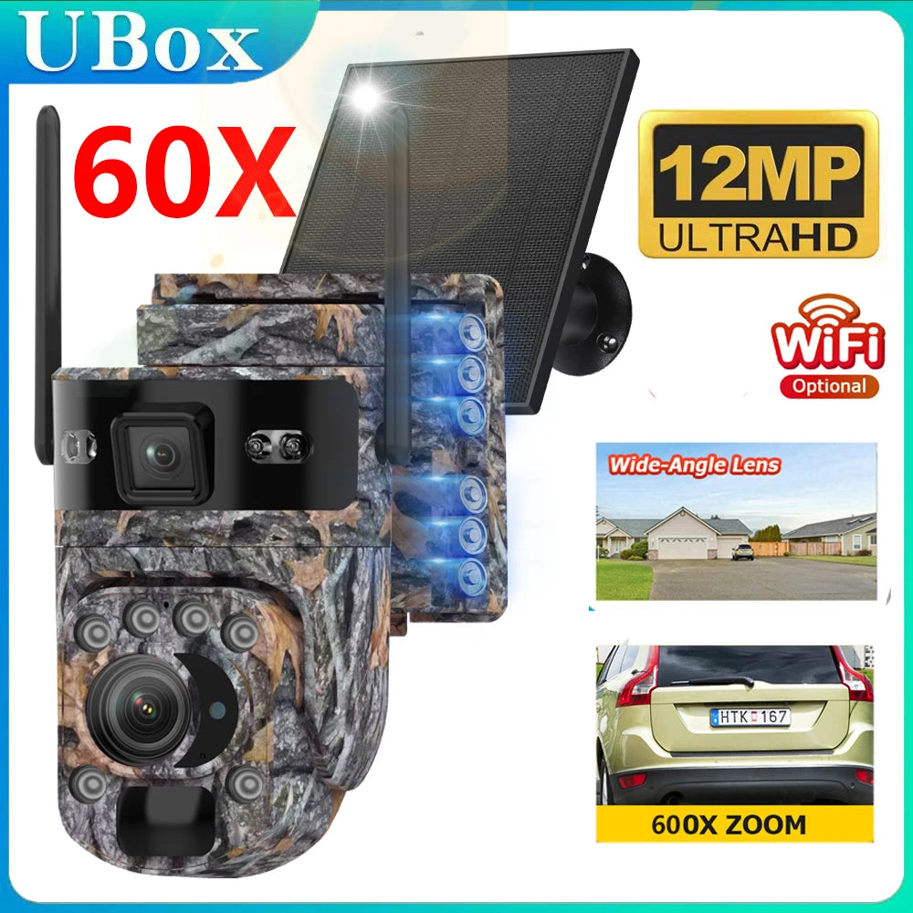 INQMEGA 12MP Solar Camera With 60X Optical Zoom Outdoor PTZ