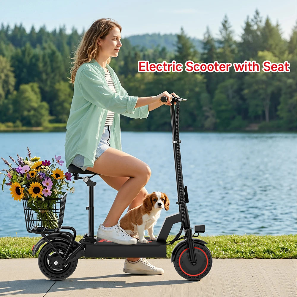 Aovopro 500W Foldable Adult Electric Bike with Solid Tires