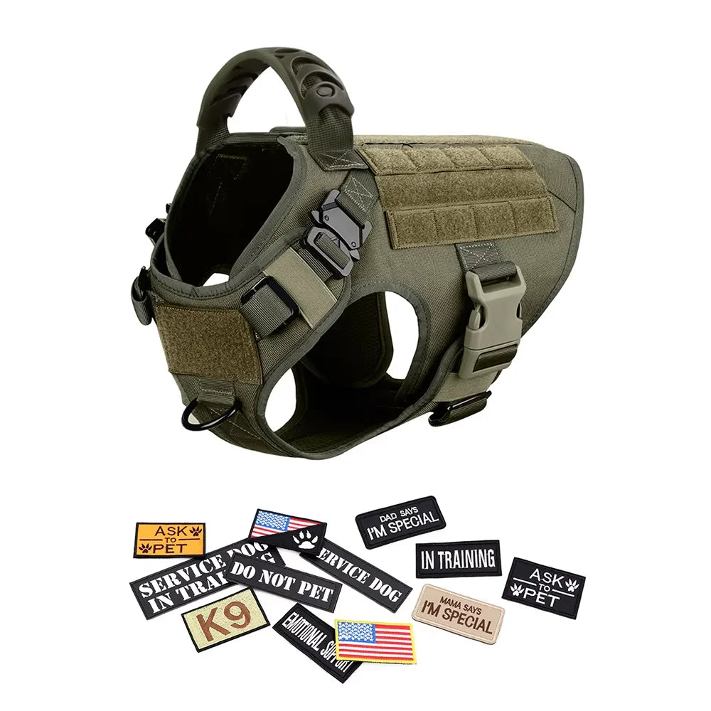 Professional Dog Harness Vest Set With Collar Leash And Patches