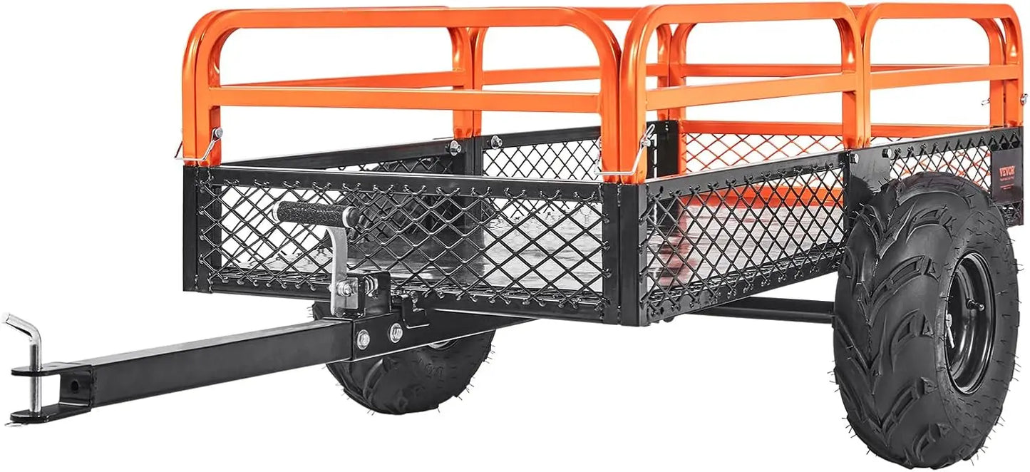 Trailer Tow Behind Dump Cart, 1500lbs 15 Cubic Feet, Heavy Duty Yard Garden Trailer Pull Behind Dump Trailer