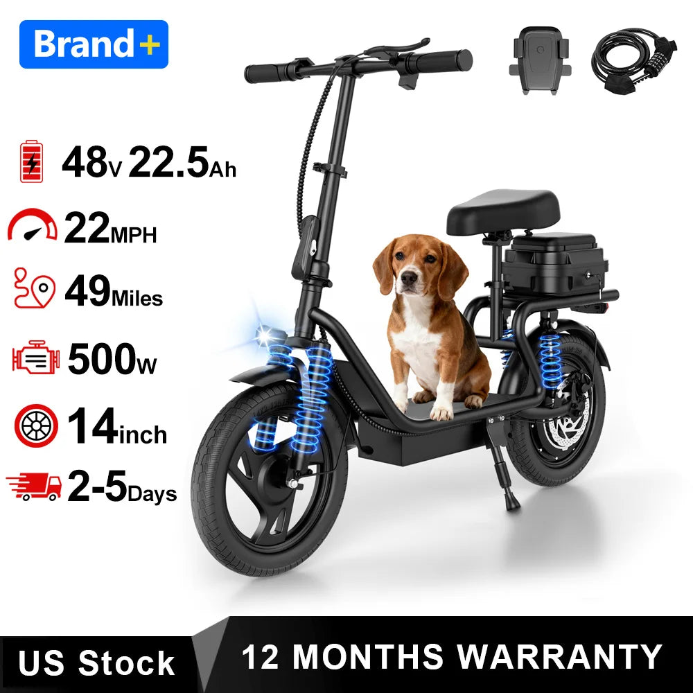 Aovopro Foldable Electric Bike With Basket And 17 Mile Range