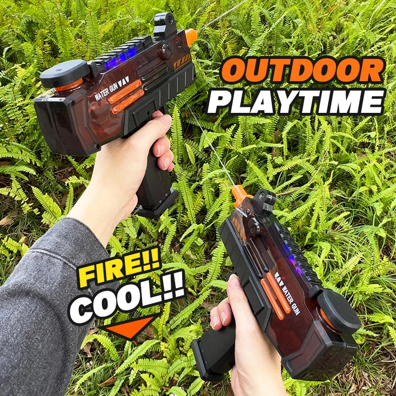 Flare Flame Electric Water Gun Toy with Lights Automatic Children's Water Machine Splashing Outdoor Beach Toys for Kids Boy Gift