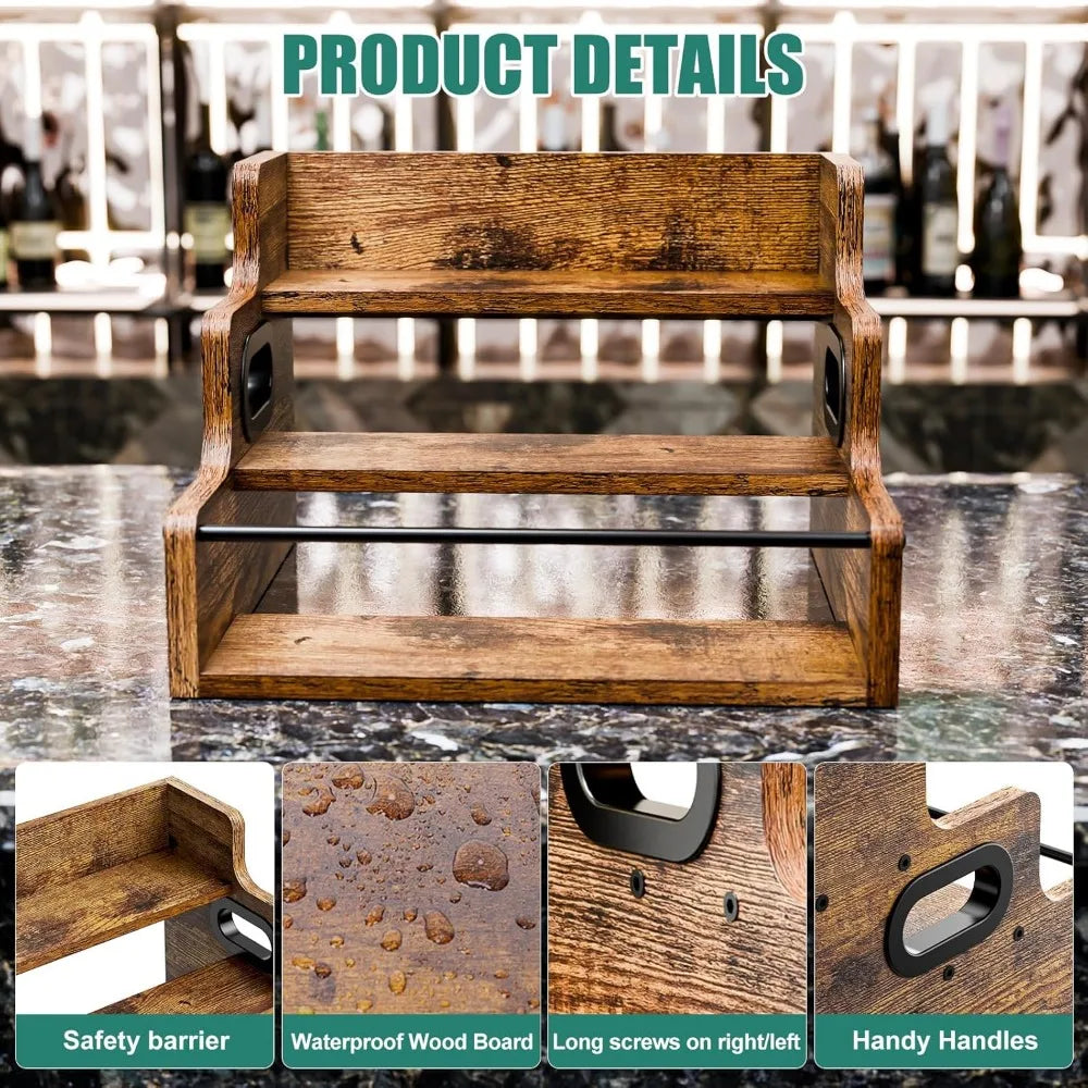 NBVCX Three Tier Countertop Liquor Display Shelf And Syrup Organizer