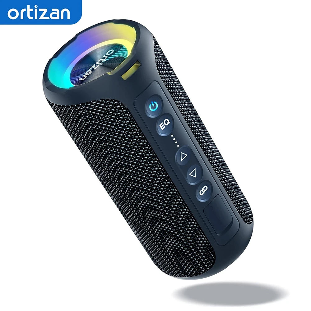 Ortizan Bluetooth Speaker, 40W Peak Outdoor Portable Loud Speakers Wireless with Deep Bass, USB/AUX/TF Card Port, RGB Light, TWS Stereo, EQ, IPX7 Waterproof for Party, Beach, Kayaking, Camping, Backyard, Garage