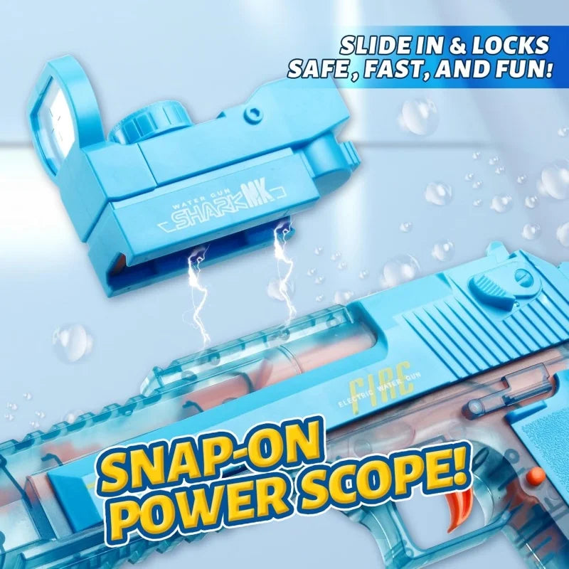 Electric Water Gun for Adults Kids, Transparent Automatic Squirt Watergun with Manual Function Led Lights, Summer Outdoor Water Pistol Pool Beach Party Toys for Boys Girls