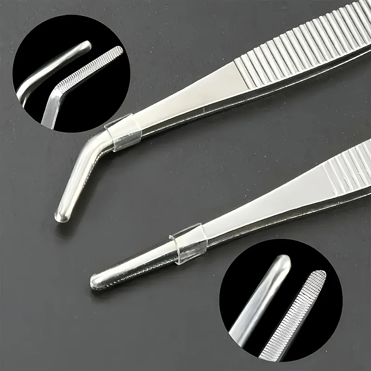2-Piece Professional Stainless Steel Kitchen Tweezers - Electroplated, for Seafood, BBQ, and Precision Cooking