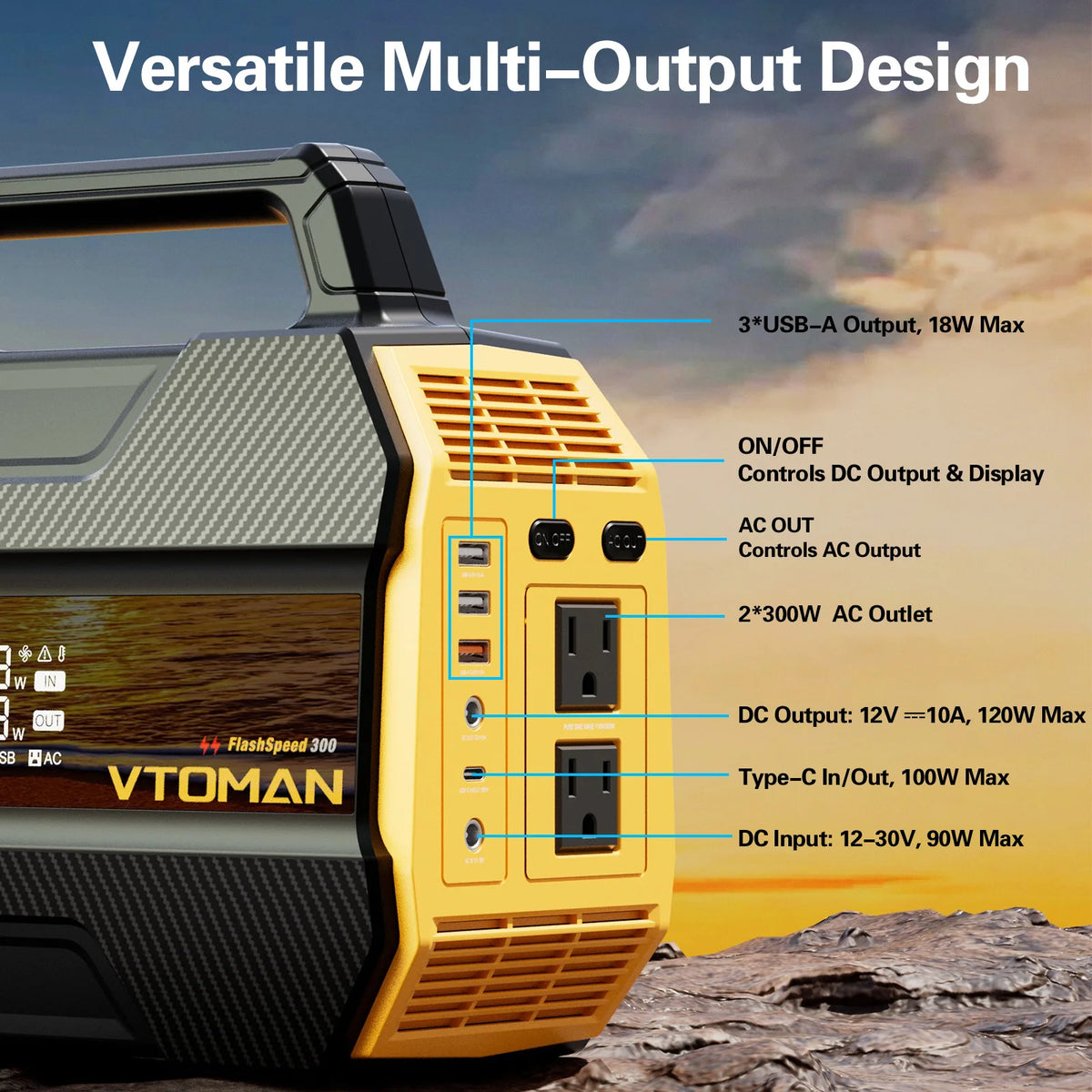 VTOMAN FlashSpeed 300 Portable Power Station For Camping Travel