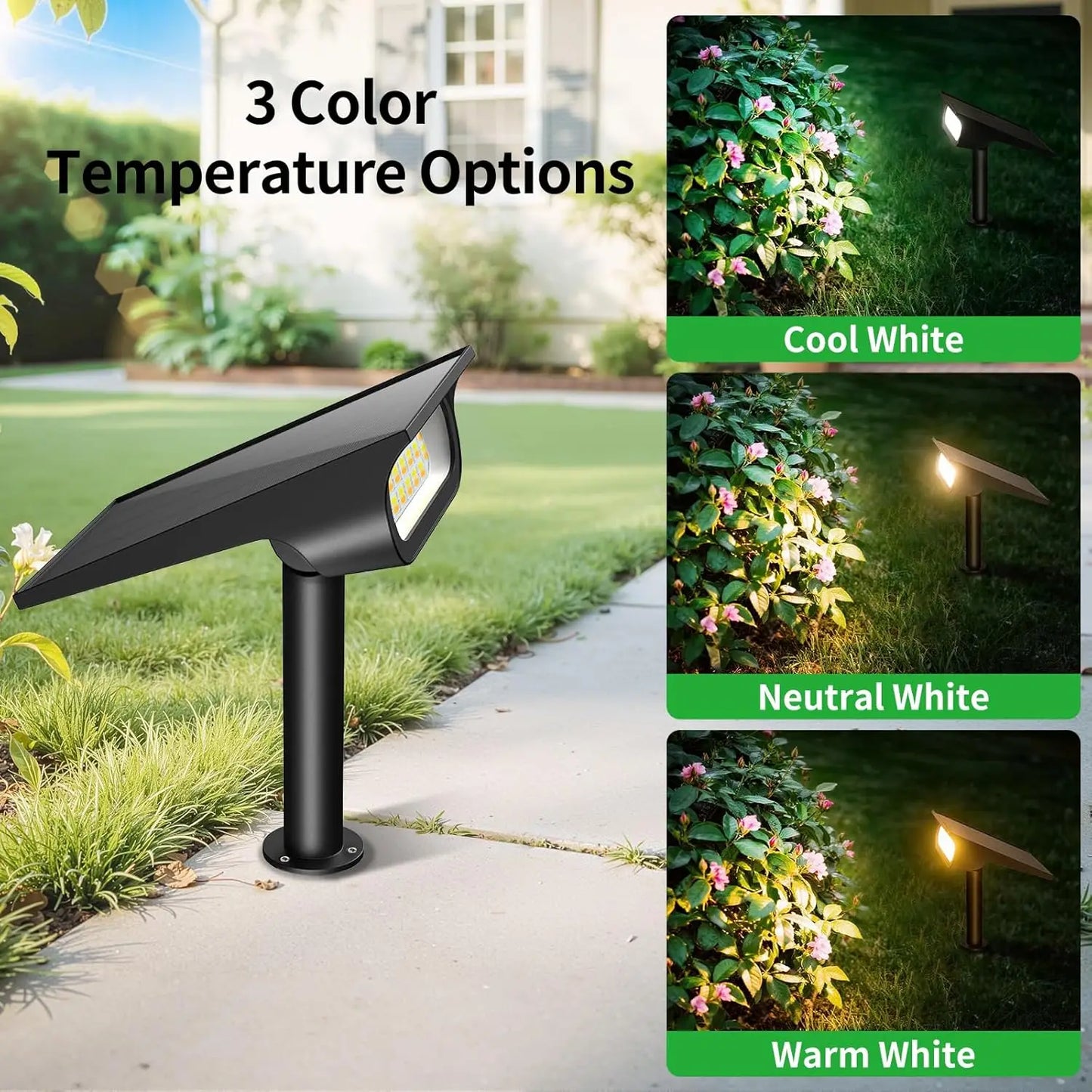 Intelamp 3 Color Modes Solar Spot Lights Garden Landscape