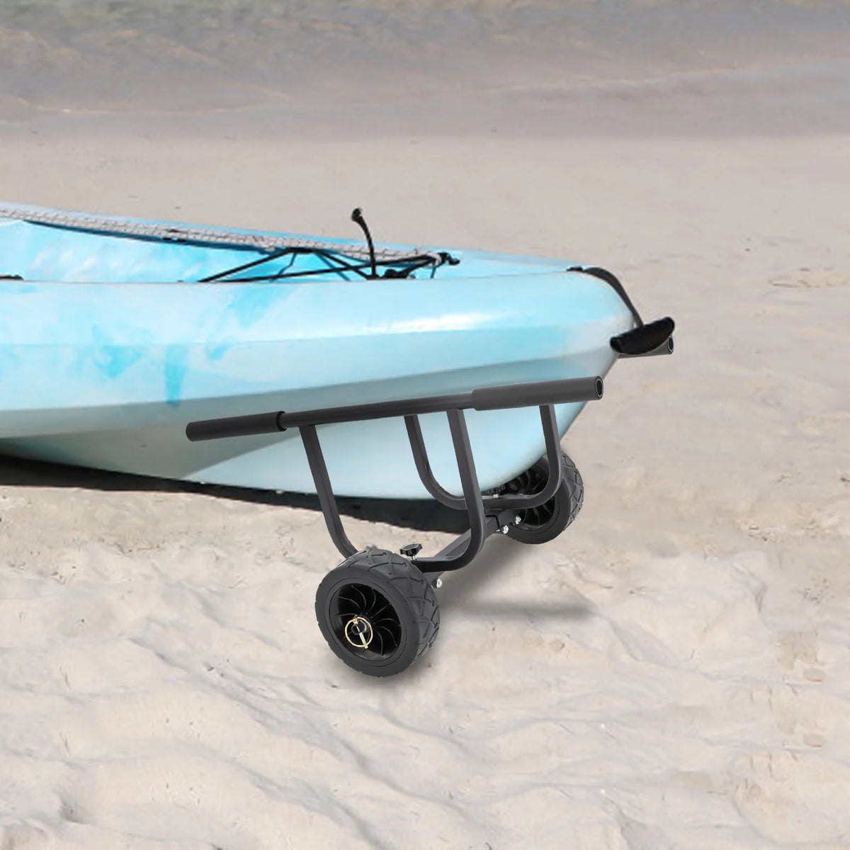Boat Dolly Cart Kayak Canoe Transport Carrier 100kg Heavy Duty Stainless Steel Folding Trailer with 8in Beach Wheels Adjustable Width Security Straps for Fishing Small Sailboat SUP