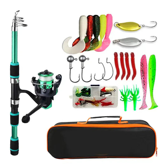 BRAVMACK Telescopic Fishing Kit With Rod Reel Baits and Hooks
