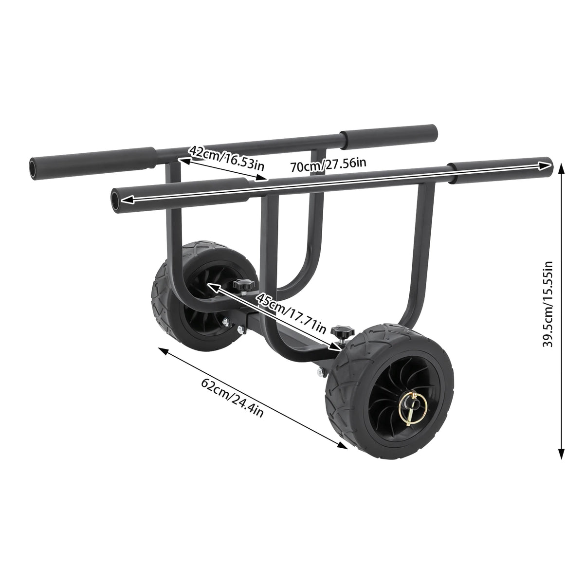 Boat Dolly Cart Kayak Canoe Transport Carrier 100kg Heavy Duty Stainless Steel Folding Trailer with 8in Beach Wheels Adjustable Width Security Straps for Fishing Small Sailboat SUP