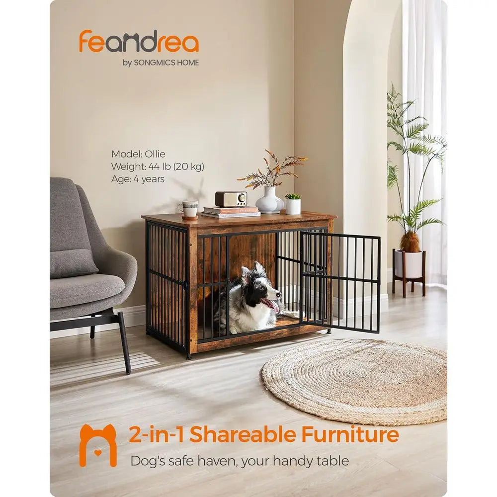 38.6" Dog Crate urniture, Heavy-Duty Dog Cage Side End Table, XL Pet Wood Kennel or Large and Medium Dogs up to 70 lb with Enclo