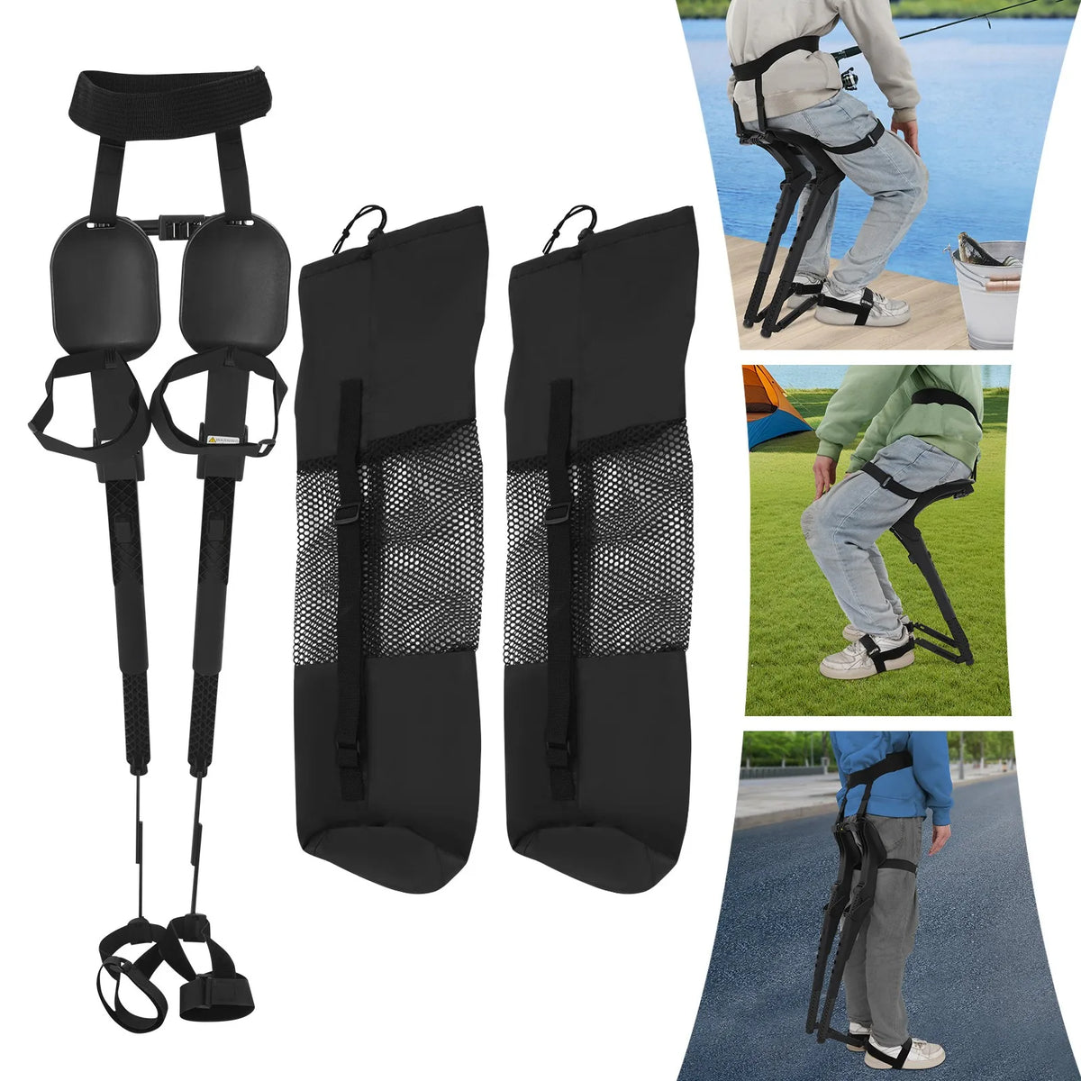 Bymaocar Portable Fishing Stool With Adjustable Ergonomic Support