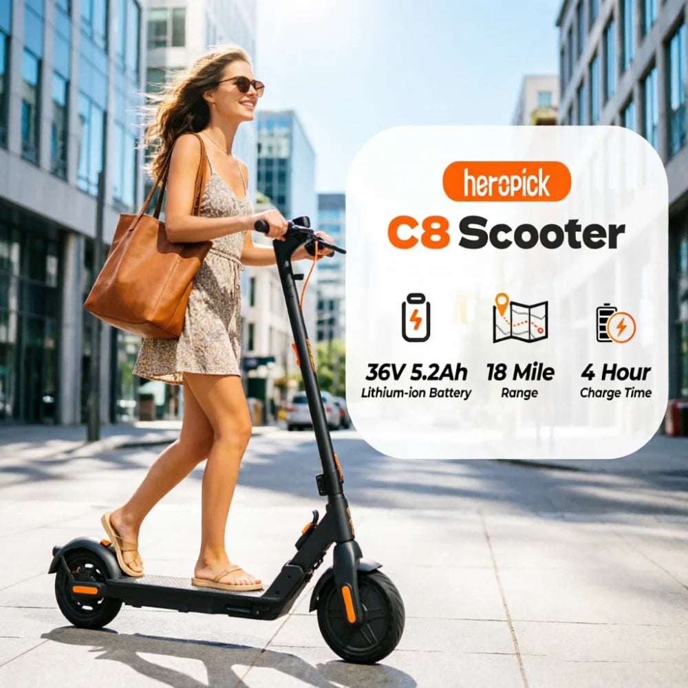 HeroPick C8 Electric Scooter 350W 19 MPH Foldable For Adults