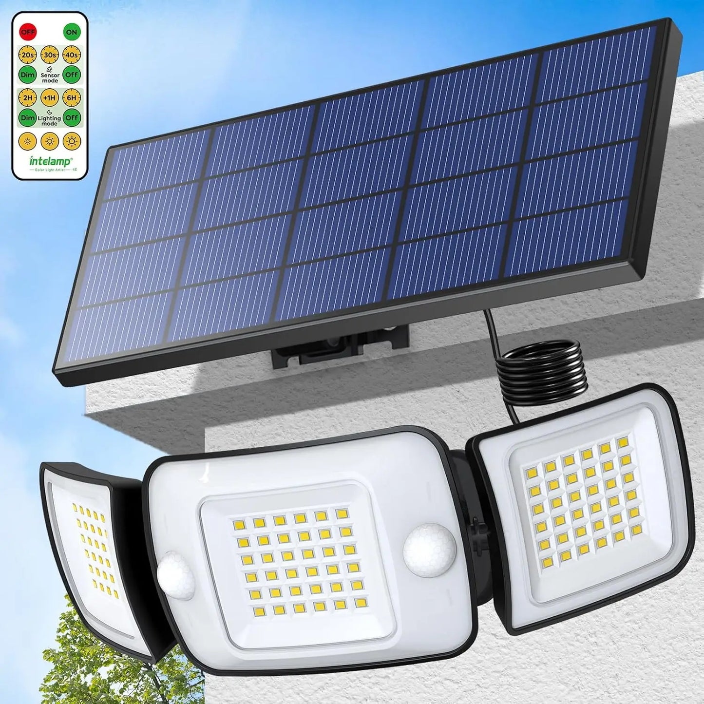 Intelamp Outdoor Solar LED Wall Lamp With Dual Motion Sensor