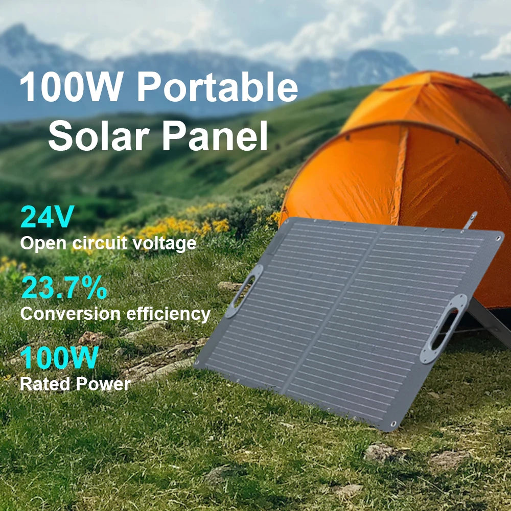 Camping 100W Solar Panel Complete Kit Foldable Portable Generator Battery Energy Built-in MPPT Comtroller System Waterproof