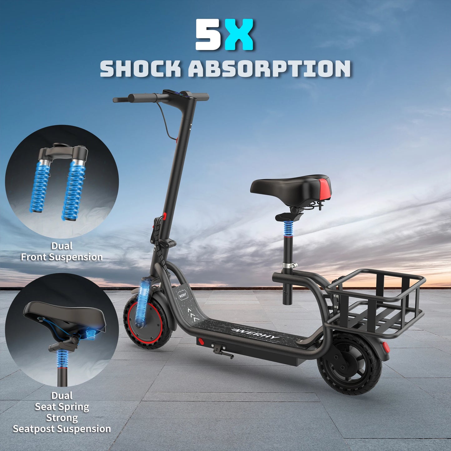 Aovopro Foldable Electric Bike With Basket And 17 Mile Range